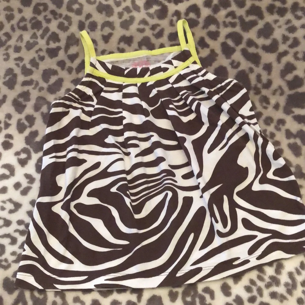 Carter’s Brown White Zebra Animal Print Pleated Swing Tank Top Size 4T